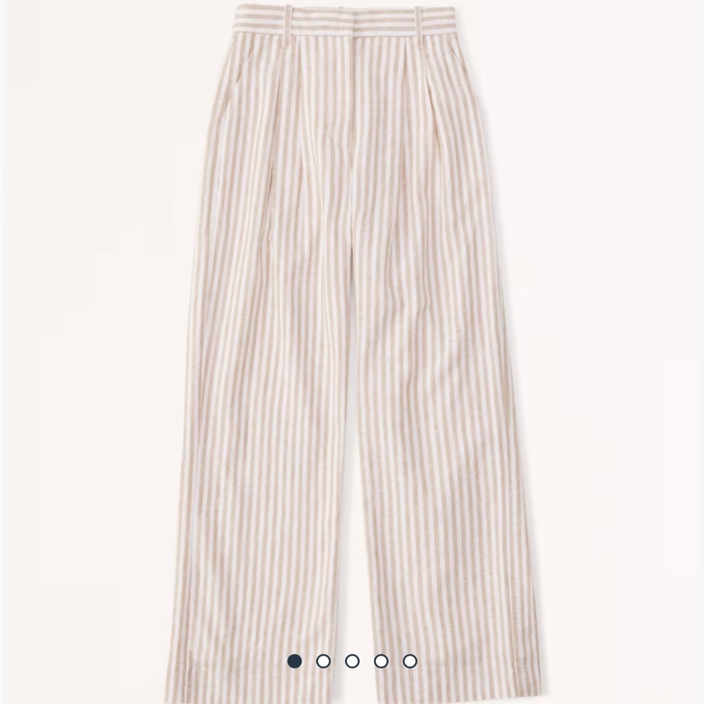 Abercrombie beige and white linen pants